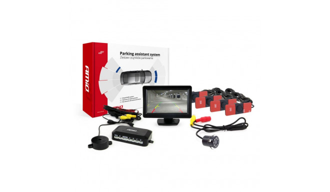 Parkimisandurite komplekt TFT01 4,3" ekraaniga ja HD-307-IR kaameraga, 4 musta siseandurit
