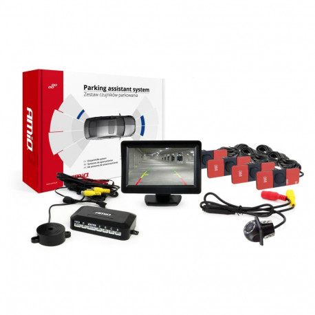 Tft01 4,3" parkimisandurite komplekt hd-305 led kaameraga 4 musta sisemist andurit