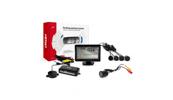 Parkimisandurite komplekt tft01 4,3" koos hd-301-ir kaameraga 4 musta andurit