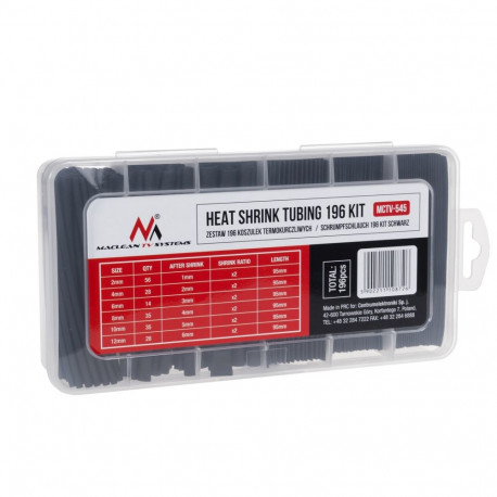 Zestaw koszulek termokurczliwych Maclean, 2mm - 56szt, 4mm - 28 szt, 6mm - 14szt, 8mm - 35szt, 10mm 