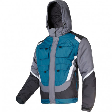 soojendatud jope must-hall-türkiissinine helkuritega, "2xl", ce, lahti