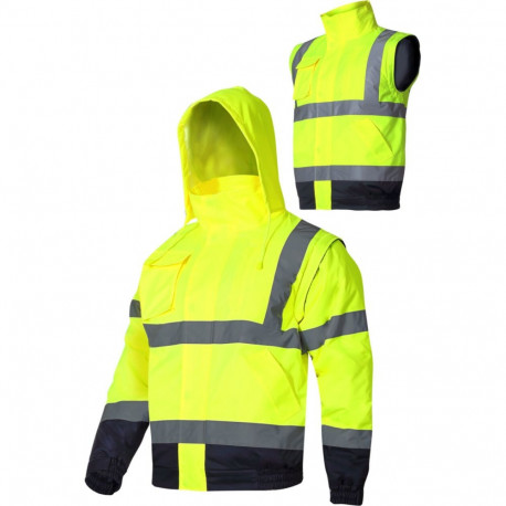 Hoiatusjope, soojustatud, eemaldatavate varrukatega, kollane, "2XL", CE.