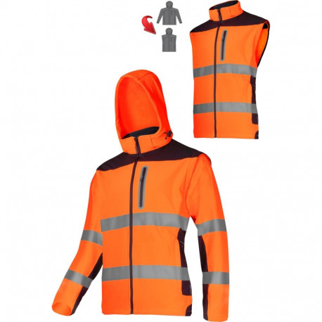 Softshell hoiatusjope eemaldatavate varrukatega, oranž, "xl", CE