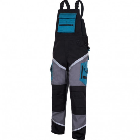 Ogrodniczki must-hall-türkiissinine helkurribadega, M, CE, lahti