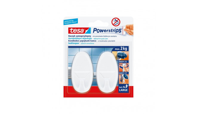 Haczyki samoprzylep.powerstrips 2 szt.owalne,duże,białe