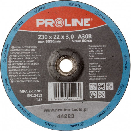Tarcza do cięcia metalu wyp. t42, 125x2.5x22a36s proline
