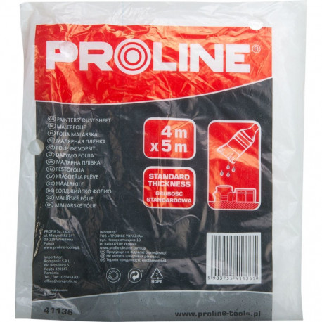 Folia gruba (grubość: ok.20 mikro-m) 4x5m ldpe malarska mocna proline