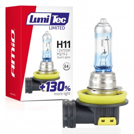 Żarówka halogeen h11 12v 55w lumitec limited +130% amio-02134