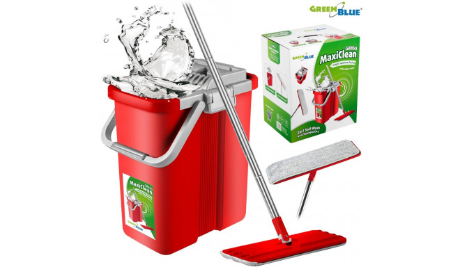 Mop płaski z wiadrem i wyciskaczem GreenBlue, dwa wkłady microfibra HQ, pojemność 8L, MaxiClean GB85
