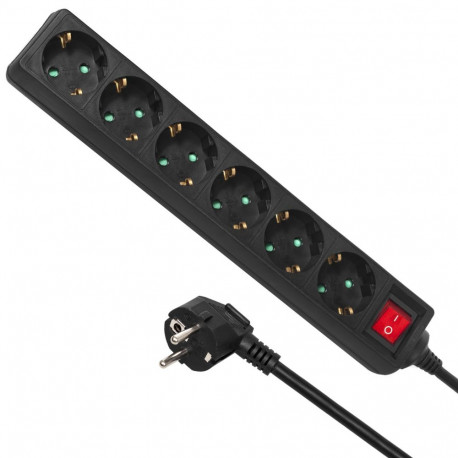 Maclean pikendusjuhe MCE195G 6 pistikupesaga, lülitiga, Saksa tüüpi, 3500W, 5m