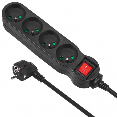Maclean pistikupesa MCE180 4-pesaga lülitiga 2300W 1,4m, must