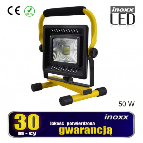 Naświetlacz przenośny led 50w 6000k aku/ 230v
