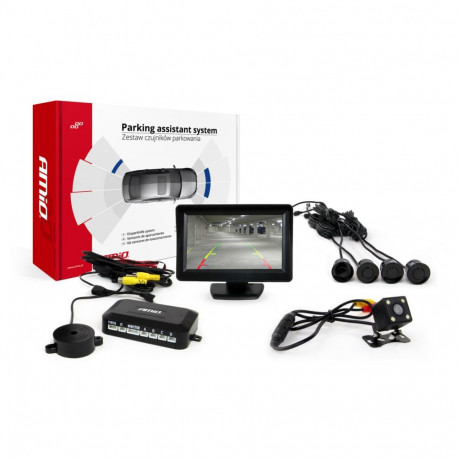 Parkimisandurite komplekt tft01 4,3" HD-315-LED kaameraga, 4 musta andurit