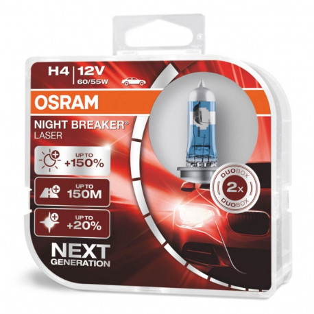 Osram H4 12V 60/55W P43t Night Breaker Laser +150% halogeenpirnid 2 tk