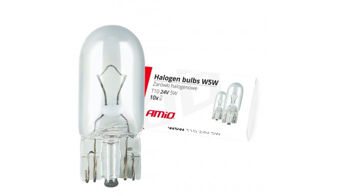 Żarówki halogenowe w5w t10 5w w2.1x9.5d 24v 10 szt. (e8) amio-01002