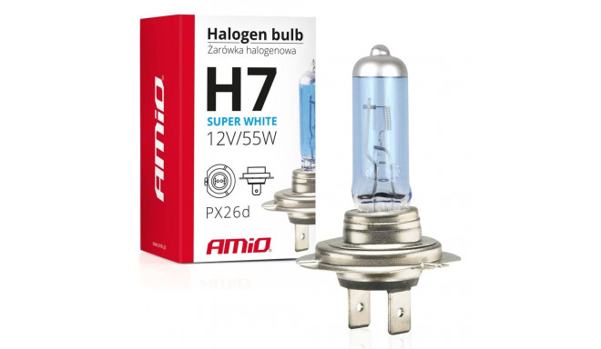 Żarówka halogenowa h7 12v 55w filtr uv (e8) super white amio-01157