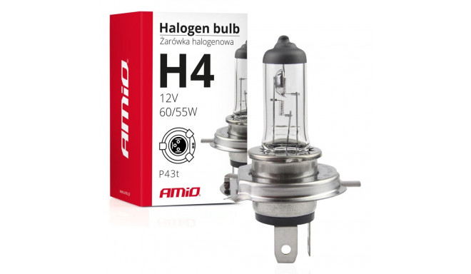 Żarówka halogenowa h4 12v 60/55w filtr uv (e8) amio-01268