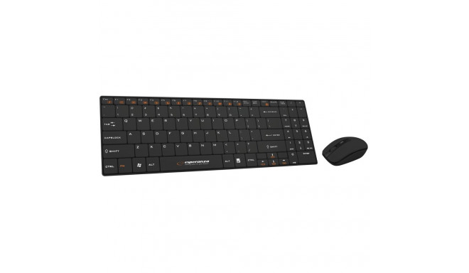 EK122K Juhtmevaba komplekt klaviatuur + hiir 2.4GHz USB Liberty must