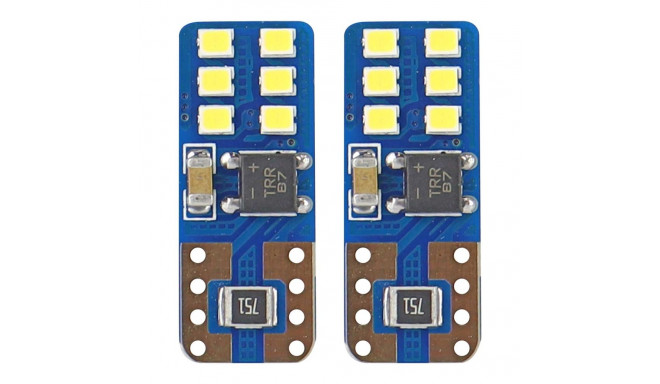 LED-pirnid canbus 12smd ultrabright 2016 t10e w5w valge 12v 24v amio-01638