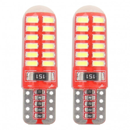 Żarówki led canbus 24smd 3014 t10e w5w silca white 12v amio-01444