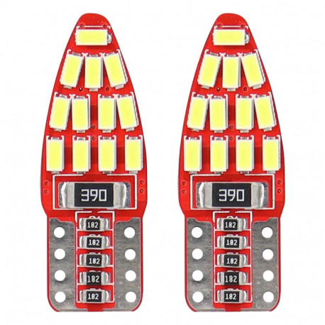 led canbus 24smd 3014 t10e w5w külgmised valged 12v amio-01285 pirnid