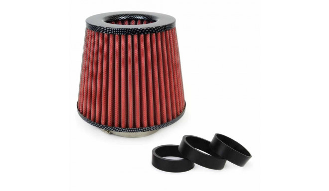 Universaalne punane/kivisüsi koonusõhufilter + 3 adapterit amio-01713