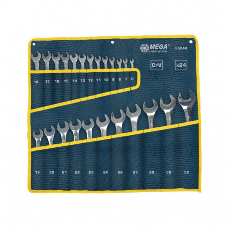 35344 silmus-lehtvõtmete komplekt CrV, 24 osa, 6-32mm, Mega