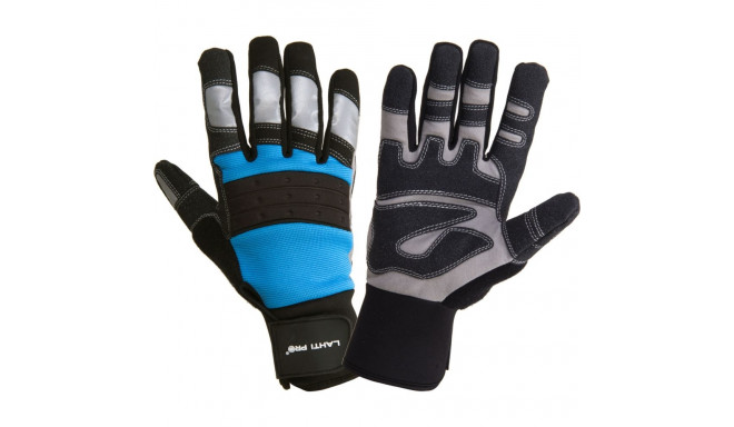 L280710K Rękawice warsztatowe czarno-niebieskie, karta, "10", CE