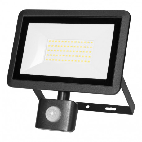 FARO LED-prožektor PIR-anduriga 50W, 4000lm, IP44, 4000K, alumiinium + klaas