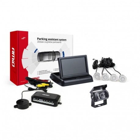 Tft01 4,3" parkimisandurite komplekt hd-501-ir kaameraga 4 musta andurit "gold"