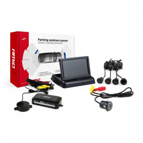 Parkimisandurite komplekt tft02 4,3" HD-308-LED kaameraga, 4 musta andurit "kuld"