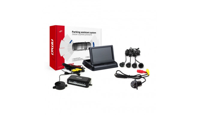 Parkimisandurite komplekt tft02 4,3" HD-305-LED kaameraga 4 musta andurit "kuld"