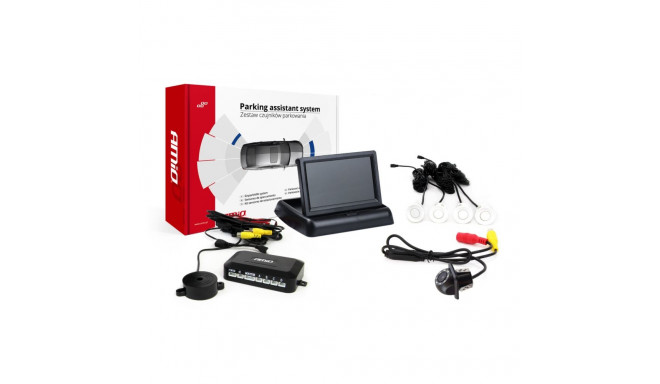 Parkimisandurite komplekt tft02 4,3" kaameraga hd-305-led 4 valged andurid