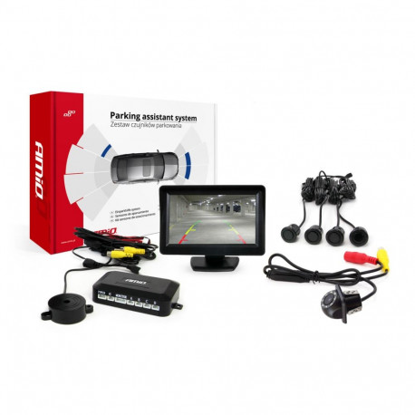 Parkimisandurite komplekt tft01 4,3" HD-305 kaameraga LED 4 musta andurit "kuld"