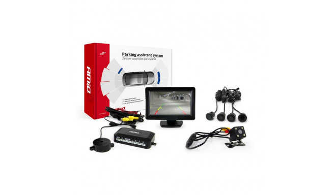 Parkimisandurite komplekt tft01 4,3" HD-315-LED kaameraga, 4 musta andurit "kuld"