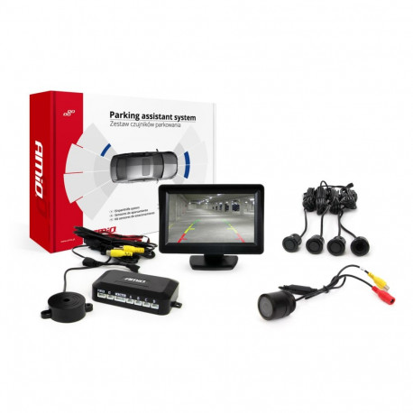 Tft01 4,3" parkimisandurite komplekt hd-301-ir kaameraga, 4 musta andurit "gold"