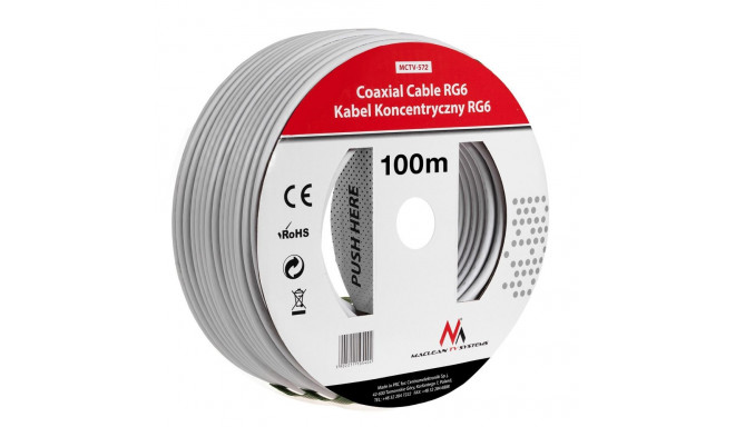 Koaksiaalkaabel Maclean, satelliitantennikaabel, 1.0CCS RG6, 100M, MCTV-572