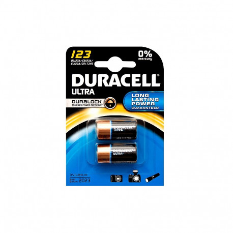 Duracell liitiumpatarei CR123 3V blisterpakendis 2tk, 8702#