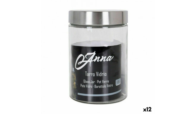 Jar Anna 1,25 L Glass Steel (12 Units)