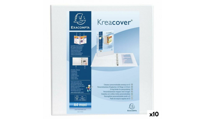 Rõngaskiirköitja Exacompta Kreacover Valge A4+ (10 Ühikut)