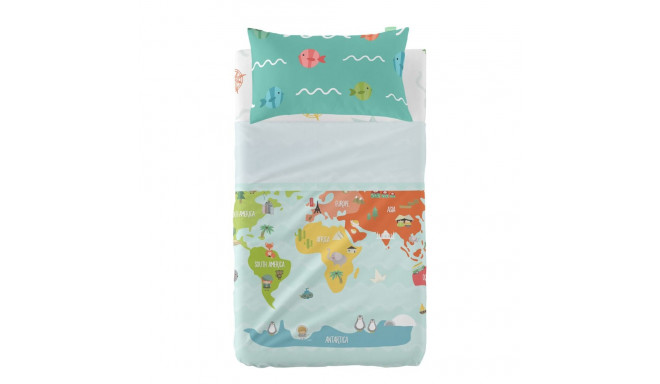 Voodiriiete Komplekt HappyFriday Happynois World Map Mitmevärviline Beebihäll 2 Tükid, osad