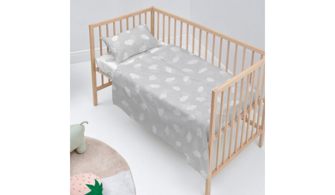 Bedding set HappyFriday Basic Kids Clouds Grey Baby Crib 2 Pieces