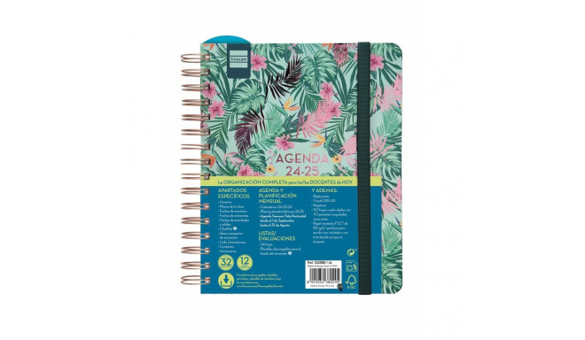 Diary Finocam Tropic Multicolour Quarto 15,5 x 21,2 cm 2024-2025 Teaching