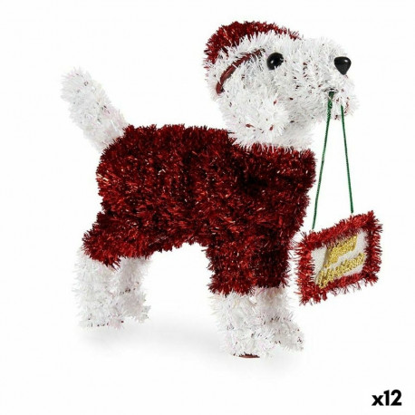 Decorative Figure Krist+ 18CH428 18CH428 White Red Green Golden Dog 9 x 23 x 29,5 cm Tinsel (12 Unit
