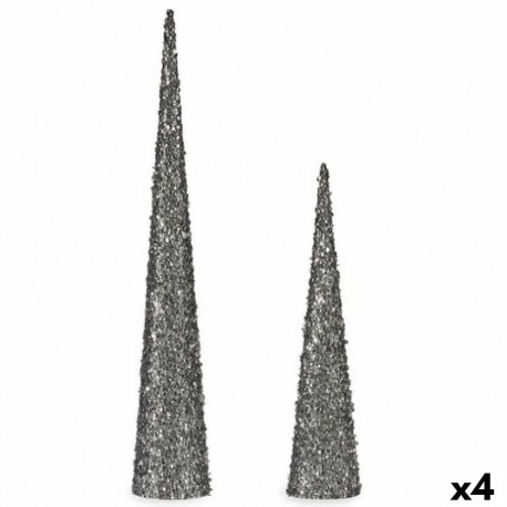 Christmas bauble Krist+ 193YYX38-MNCA-1 193YYX38-MNCA-1 Silver Cones 9,5 x 60 x 9,5 cm Sequins (4 Un