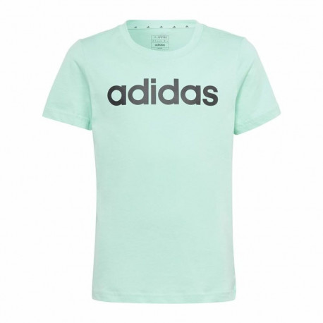 Child's Short Sleeve T-Shirt Adidas Linear Logo Green Aquamarine - 14-15 Years