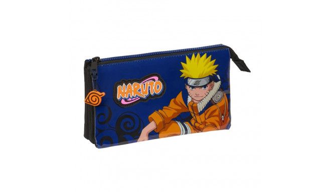 Kolme tõmblukuga pliiatsikarp Naruto Ninja Sinine Must 22 x 12 x 3 cm