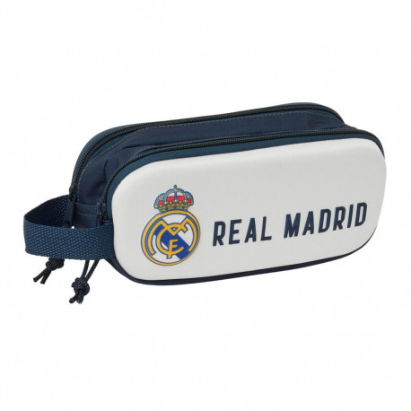 Kahe tõmblukuga pliiatsikarp Real Madrid C.F. Valge Meresinine 21 x 8 x 6 cm