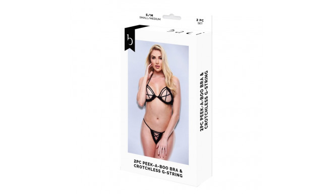 Набор нижнего белья Baci Lingerie Crotchless G- Чёрный 2 Предметы (M/L)