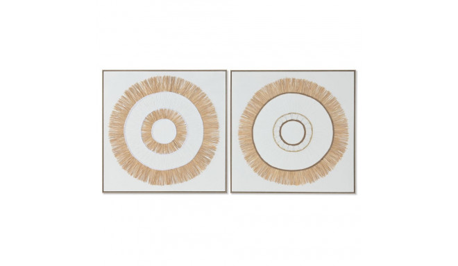 Canvas Home ESPRIT White Natural Boho 92 x 4,5 x 92 cm (2 Units)